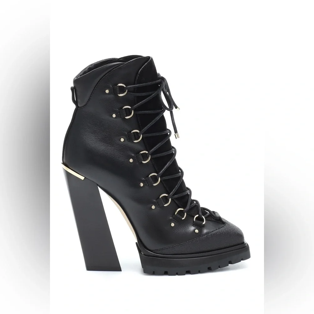 Jimmy Choo Madyn 130 Leather Ankle Square Toe Heel Boots W / Box Size 36.5 EUC - Picture 3 of 14